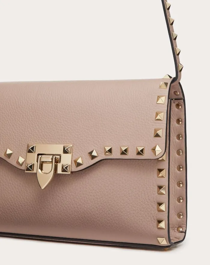 Valentino Shoulder Bags Woman Small Rockstud Grainy Calfskin Crossbody Bag For Woman In Azure Azure