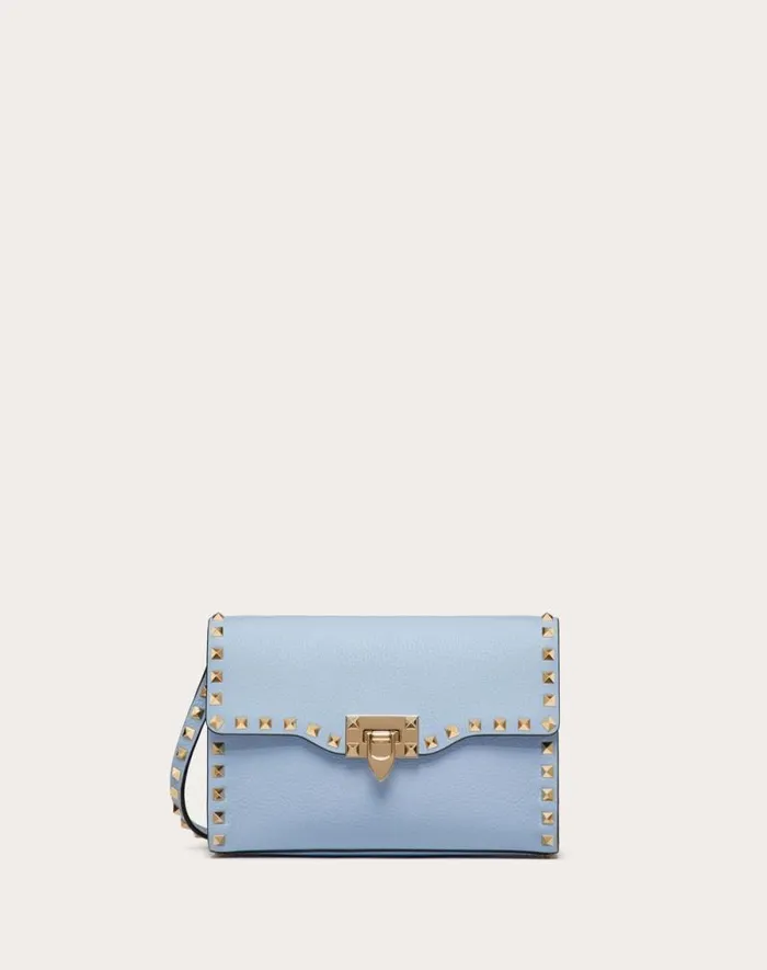 Valentino Shoulder Bags Woman Small Rockstud Grainy Calfskin Crossbody Bag For Woman In Azure Azure