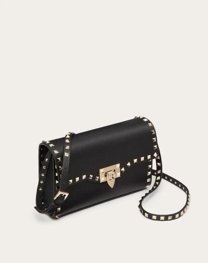 Valentino Shoulder Bags Woman Small Rockstud Grainy Calfskin Crossbody Bag For Woman In Azure Azure