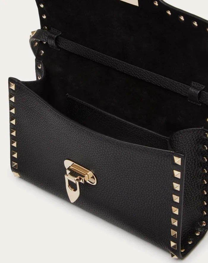 Valentino Shoulder Bags Woman Small Rockstud Grainy Calfskin Crossbody Bag For Woman In Azure Azure