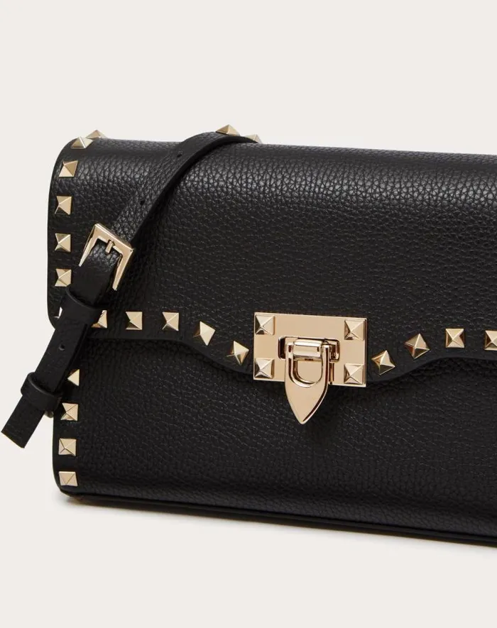 Valentino Shoulder Bags Woman Small Rockstud Grainy Calfskin Crossbody Bag For Woman In Azure Azure