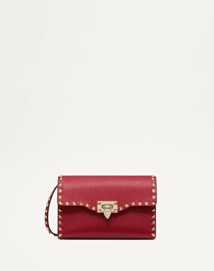 Valentino Shoulder Bags Woman Small Rockstud Grainy Calfskin Crossbody Bag For Woman In Azure Azure