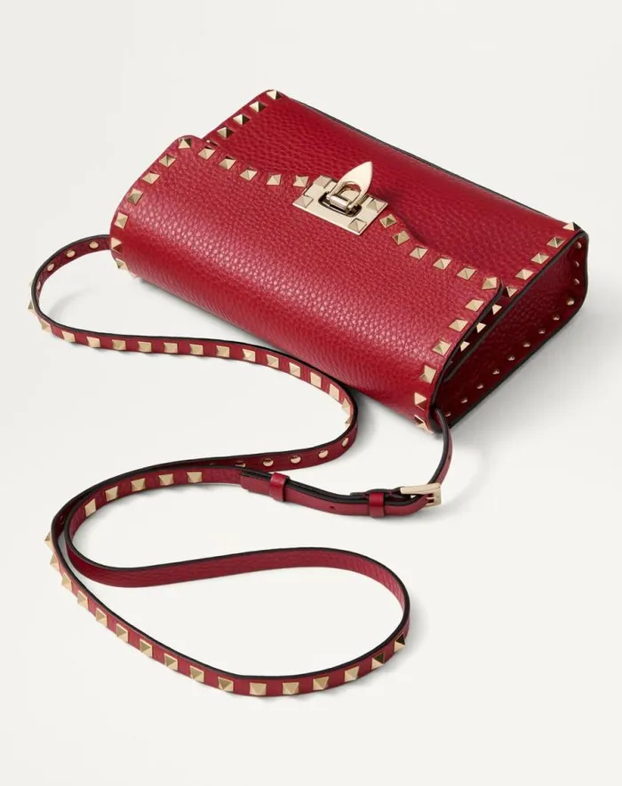 Valentino Shoulder Bags Woman Small Rockstud Grainy Calfskin Crossbody Bag For Woman In Azure Azure