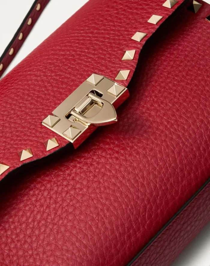 Valentino Shoulder Bags Woman Small Rockstud Grainy Calfskin Crossbody Bag For Woman In Azure Azure
