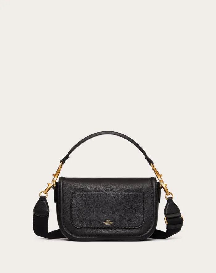 Valentino Shoulder Bags Woman Valentino Garavani Alltime Grainy Calfskin Shoulder Bag For Woman In Black Black Valentino Shoulder Bags Woman Valentino Garavani Alltime Grainy Calfskin Shoulder Bag For Woman In Black Black