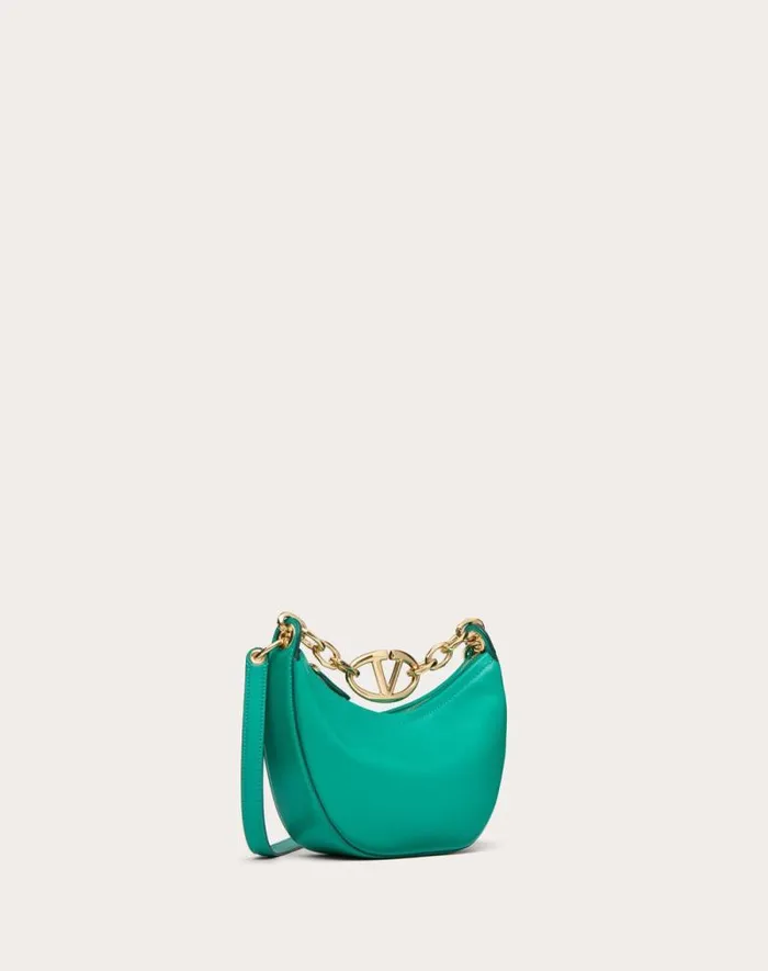 Valentino Shoulder Bags Woman Vlogo Moon Mini Hobo Bag In Nappa Leather With Chain For Woman In Black Black