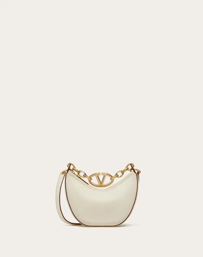 Valentino Shoulder Bags Woman Vlogo Moon Mini Hobo Bag In Nappa Leather With Chain For Woman In Camellia Camellia Valentino Shoulder Bags Woman Vlogo Moon Mini Hobo Bag In Nappa Leather With Chain For Woman In Camellia Camellia
