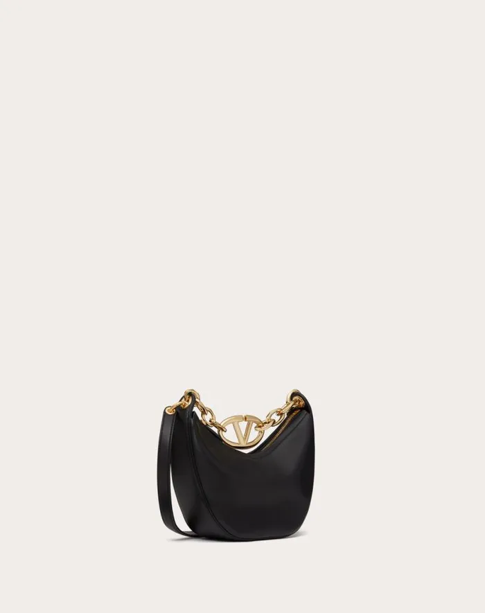 Valentino Shoulder Bags Woman Vlogo Moon Mini Hobo Bag In Nappa Leather With Chain For Woman In Camellia Camellia