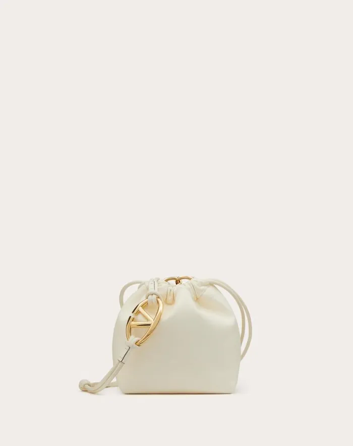 Valentino Shoulder Bags Woman Vlogo Pouf Nappa Leather Mini Bucket Bag For Woman In Ivory Ivory Valentino Shoulder Bags Woman Vlogo Pouf Nappa Leather Mini Bucket Bag For Woman In Ivory Ivory