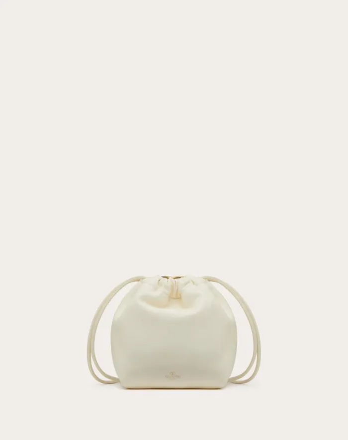 Valentino Shoulder Bags Woman Vlogo Pouf Nappa Leather Mini Bucket Bag For Woman In Ivory Ivory Valentino Shoulder Bags Woman Vlogo Pouf Nappa Leather Mini Bucket Bag For Woman In Ivory Ivory