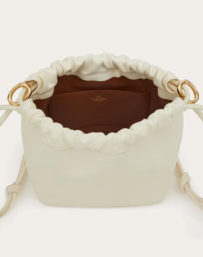 Valentino Shoulder Bags Woman Vlogo Pouf Nappa Leather Mini Bucket Bag For Woman In Ivory Ivory Valentino Shoulder Bags Woman Vlogo Pouf Nappa Leather Mini Bucket Bag For Woman In Ivory Ivory