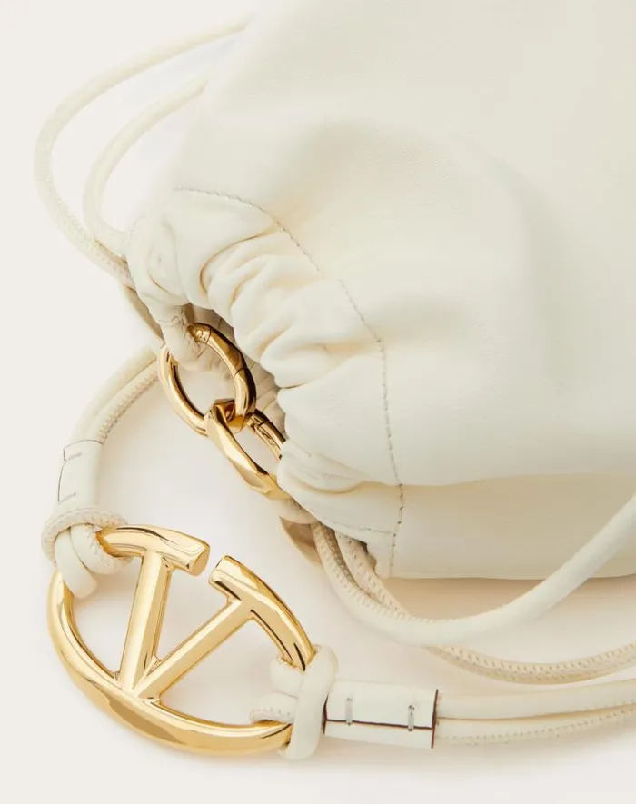 Valentino Shoulder Bags Woman Vlogo Pouf Nappa Leather Mini Bucket Bag For Woman In Ivory Ivory Valentino Shoulder Bags Woman Vlogo Pouf Nappa Leather Mini Bucket Bag For Woman In Ivory Ivory