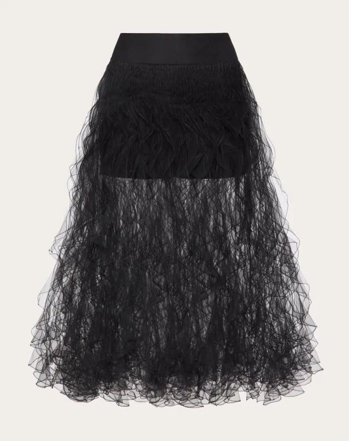 Valentino Skirts Woman Tulle Illusione Skirt For Woman In Black Black