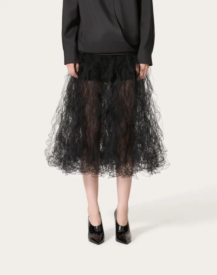 Valentino Skirts Woman Tulle Illusione Skirt For Woman In Black Black