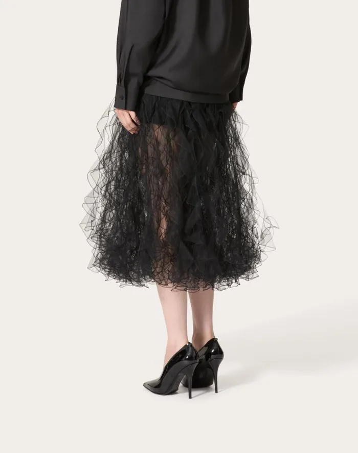 Valentino Skirts Woman Tulle Illusione Skirt For Woman In Black Black