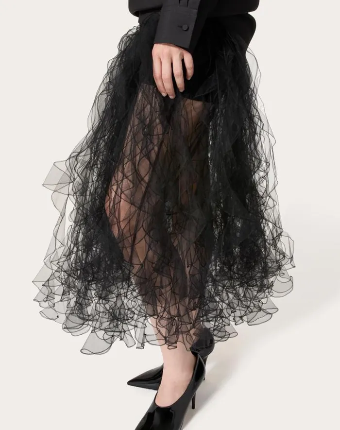 Valentino Skirts Woman Tulle Illusione Skirt For Woman In Black Black