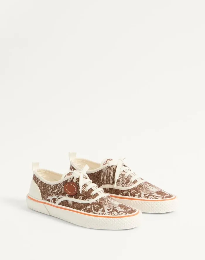 Valentino Sneakers Man Nojoke Sneaker In Voyage Imaginaire Fabric For Man In Multicolorivorycuir Multicolorivorycuir Valentino Sneakers Man Nojoke Sneaker In Voyage Imaginaire Fabric For Man In Multicolorivorycuir Multicolorivorycuir