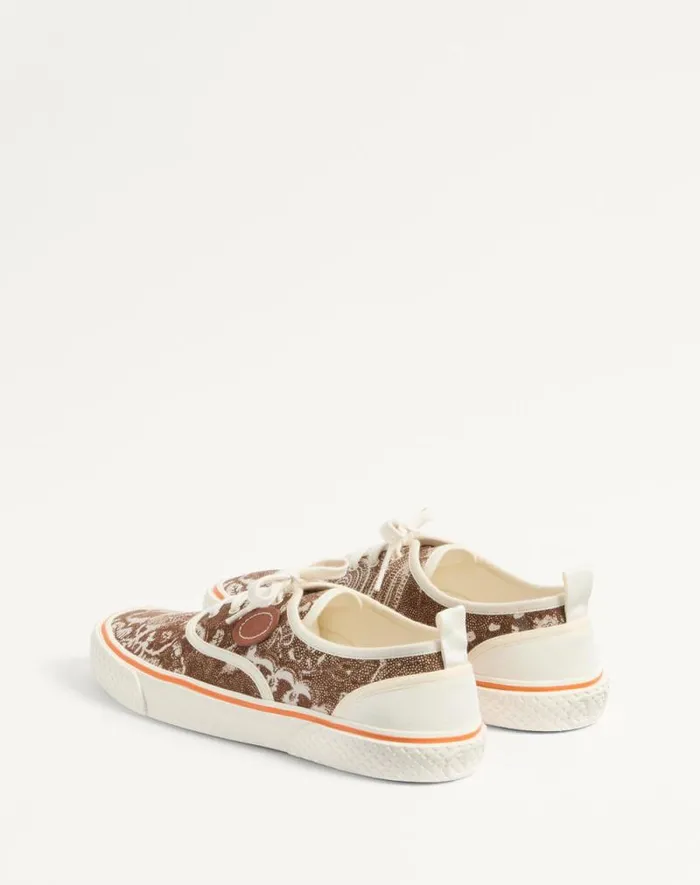 Valentino Sneakers Man Nojoke Sneaker In Voyage Imaginaire Fabric For Man In Multicolorivorycuir Multicolorivorycuir Valentino Sneakers Man Nojoke Sneaker In Voyage Imaginaire Fabric For Man In Multicolorivorycuir Multicolorivorycuir