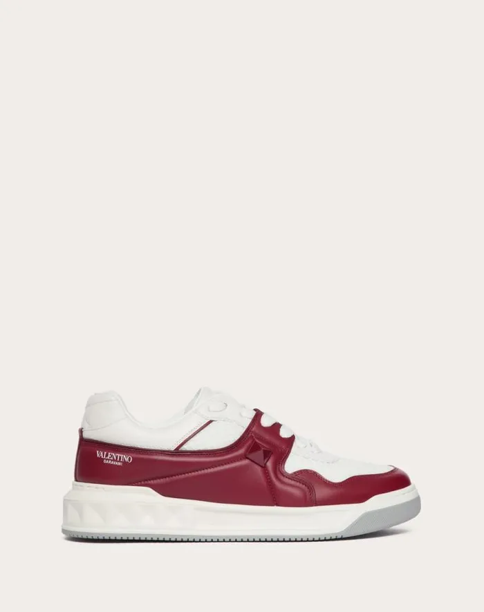Valentino Sneakers Man One Stud Lowtop Mesh And Nappa Leather Sneaker For Man In Redwhite Redwhite Valentino Sneakers Man One Stud Lowtop Mesh And Nappa Leather Sneaker For Man In Redwhite Redwhite