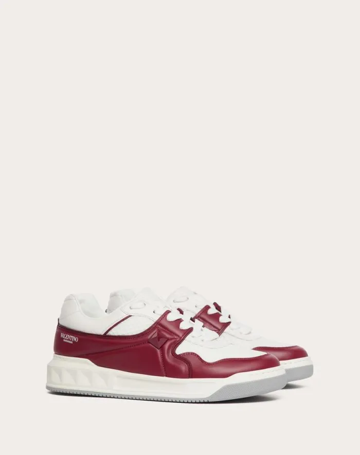 Valentino Sneakers Man One Stud Lowtop Mesh And Nappa Leather Sneaker For Man In Redwhite Redwhite Valentino Sneakers Man One Stud Lowtop Mesh And Nappa Leather Sneaker For Man In Redwhite Redwhite