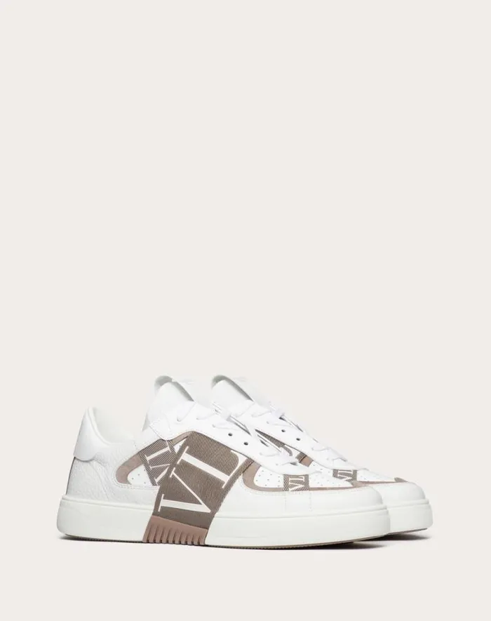 Valentino Sneakers Man Vl7n Lowtop Calfskin Sneaker With Bands For Man In Whiteclay Whiteclay