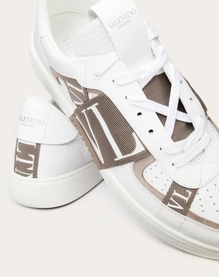 Valentino Sneakers Man Vl7n Lowtop Calfskin Sneaker With Bands For Man In Whiteclay Whiteclay