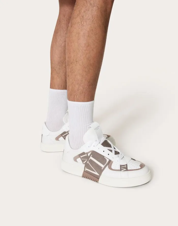 Valentino Sneakers Man Vl7n Lowtop Calfskin Sneaker With Bands For Man In Whiteclay Whiteclay