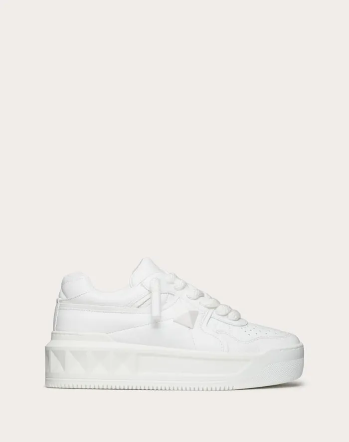Valentino Sneakers Woman One Stud Xl Trainer In Nappa Leather For Woman In White White Valentino Sneakers Woman One Stud Xl Trainer In Nappa Leather For Woman In White White