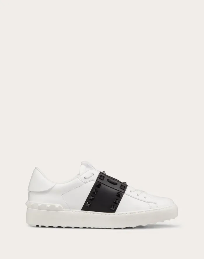 Valentino Sneakers Woman Rockstud Untitled Sneaker In Calfskin Leather With Tonal Studs For Woman In White Black White Black Valentino Sneakers Woman Rockstud Untitled Sneaker In Calfskin Leather With Tonal Studs For Woman In White Black White Black