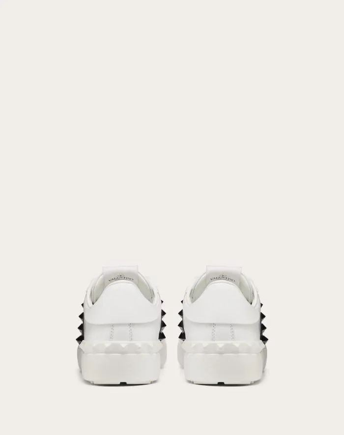 Valentino Sneakers Woman Rockstud Untitled Sneaker In Calfskin Leather With Tonal Studs For Woman In White Black White Black