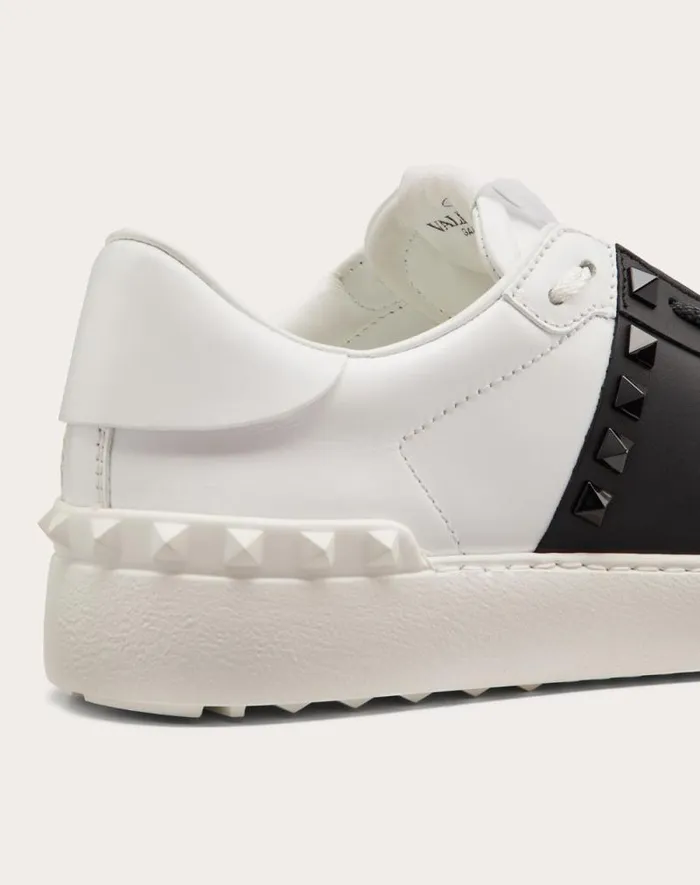 Valentino Sneakers Woman Rockstud Untitled Sneaker In Calfskin Leather With Tonal Studs For Woman In White Black White Black