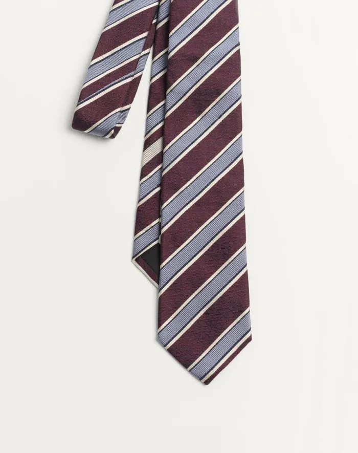 Valentino Soft Accessories Man Valentie Striped Silk Tie For Man In Maroonazureivorynavy Maroonazureivorynavy