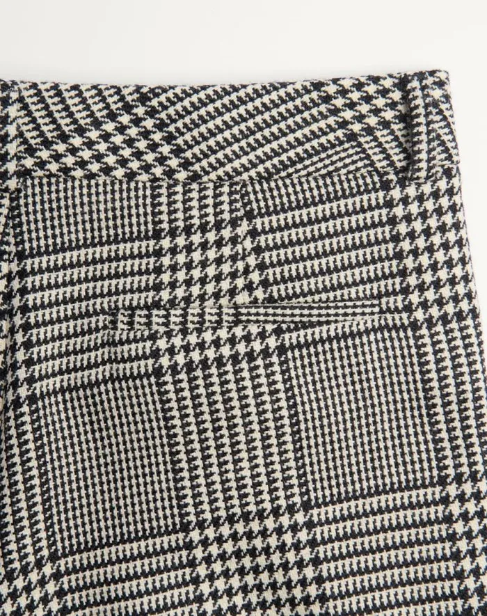 Valentino Suits Man Wool Pants With Turnups With Check Pattern On Houndstooth For Man In Ivoryblack Ivoryblack