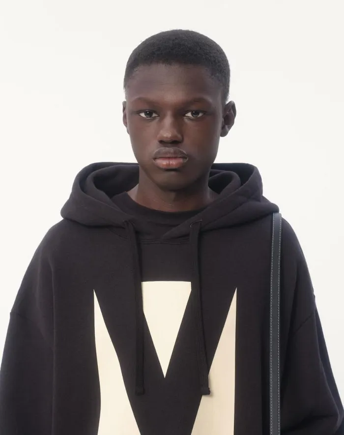 Valentino Tshirts And Sweatshirts Man Cotton Hooded Sweatshirt With Chez Valentino Print For Man In Black Black Valentino Tshirts And Sweatshirts Man Cotton Hooded Sweatshirt With Chez Valentino Print For Man In Black Black