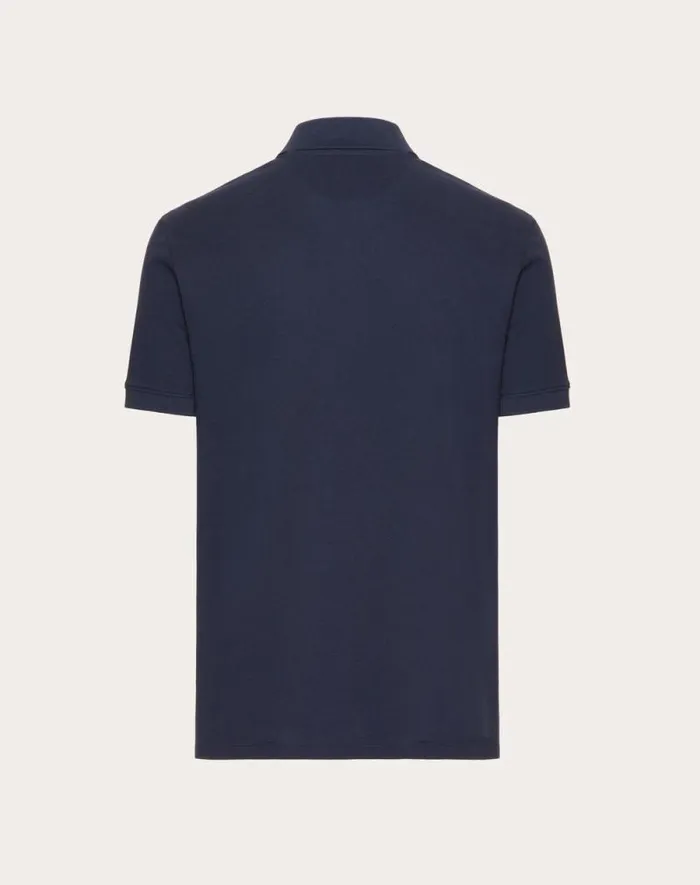 Valentino Tshirts And Sweatshirts Man Cotton Piqu Polo Shirt With Topstitched V Detail For Man In Navy Navy Valentino Tshirts And Sweatshirts Man Cotton Piqu Polo Shirt With Topstitched V Detail For Man In Navy Navy