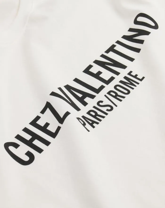 Valentino Tshirts And Sweatshirts Man Cotton Tshirt With Chez Valentino Print For Man In Orange Orange Valentino Tshirts And Sweatshirts Man Cotton Tshirt With Chez Valentino Print For Man In Orange Orange