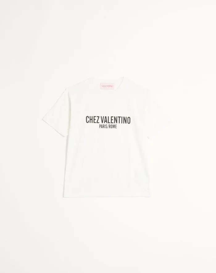 Valentino Tshirts And Sweatshirts Man Cotton Tshirt With Chez Valentino Print For Man In Orange Orange Valentino Tshirts And Sweatshirts Man Cotton Tshirt With Chez Valentino Print For Man In Orange Orange