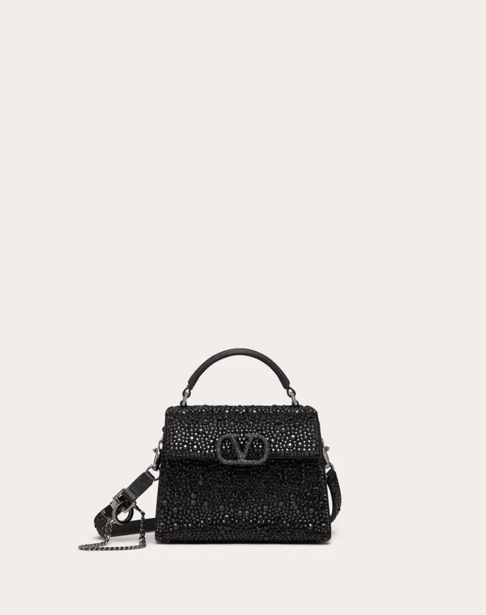 Valentino Top Handle Bags Woman Mini Vsling Handbag With Sparkling Embroidery For Woman In Black Black Valentino Top Handle Bags Woman Mini Vsling Handbag With Sparkling Embroidery For Woman In Black Black