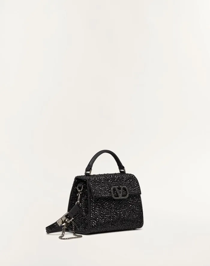 Valentino Top Handle Bags Woman Mini Vsling Handbag With Sparkling Embroidery For Woman In Black Black Valentino Top Handle Bags Woman Mini Vsling Handbag With Sparkling Embroidery For Woman In Black Black