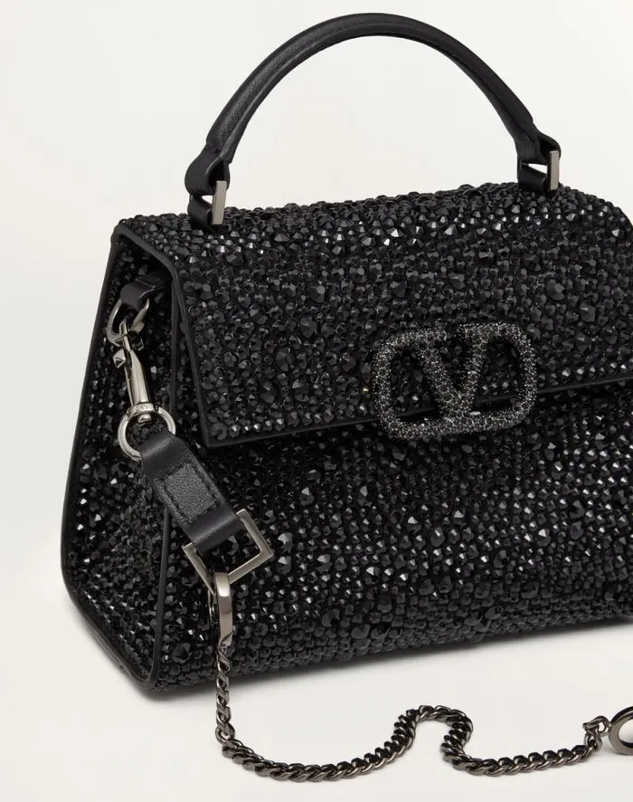 Valentino Top Handle Bags Woman Mini Vsling Handbag With Sparkling Embroidery For Woman In Black Black Valentino Top Handle Bags Woman Mini Vsling Handbag With Sparkling Embroidery For Woman In Black Black