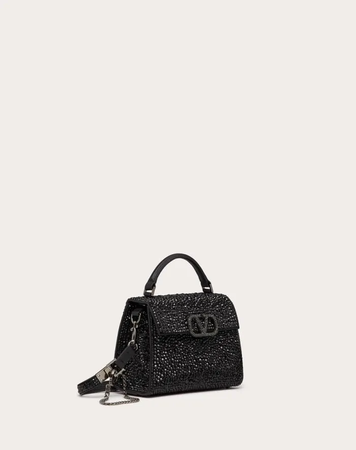 Valentino Top Handle Bags Woman Mini Vsling Handbag With Sparkling Embroidery For Woman In Black Black Valentino Top Handle Bags Woman Mini Vsling Handbag With Sparkling Embroidery For Woman In Black Black