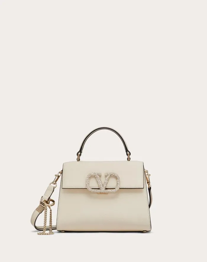 Valentino Top Handle Bags Woman Small Vsling Handbag With Jewel Embroidery For Woman In Light Ivorycrystal Light Ivorycrystal Valentino Top Handle Bags Woman Small Vsling Handbag With Jewel Embroidery For Woman In Light Ivorycrystal Light Ivorycrystal