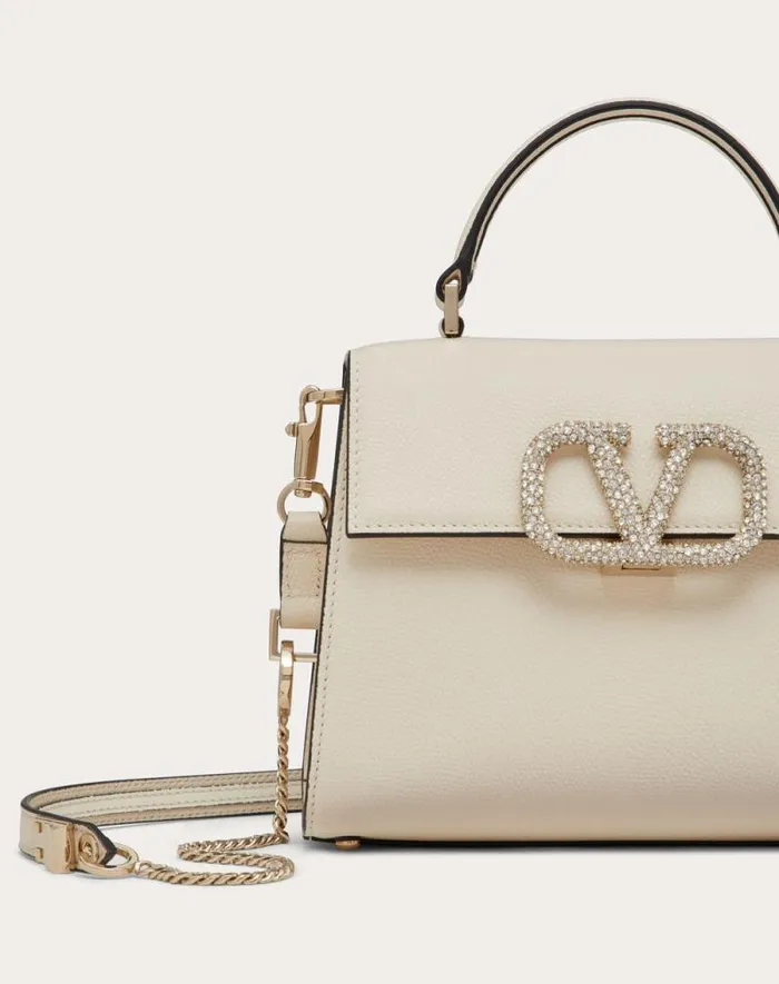 Valentino Top Handle Bags Woman Small Vsling Handbag With Jewel Embroidery For Woman In Light Ivorycrystal Light Ivorycrystal Valentino Top Handle Bags Woman Small Vsling Handbag With Jewel Embroidery For Woman In Light Ivorycrystal Light Ivorycrystal