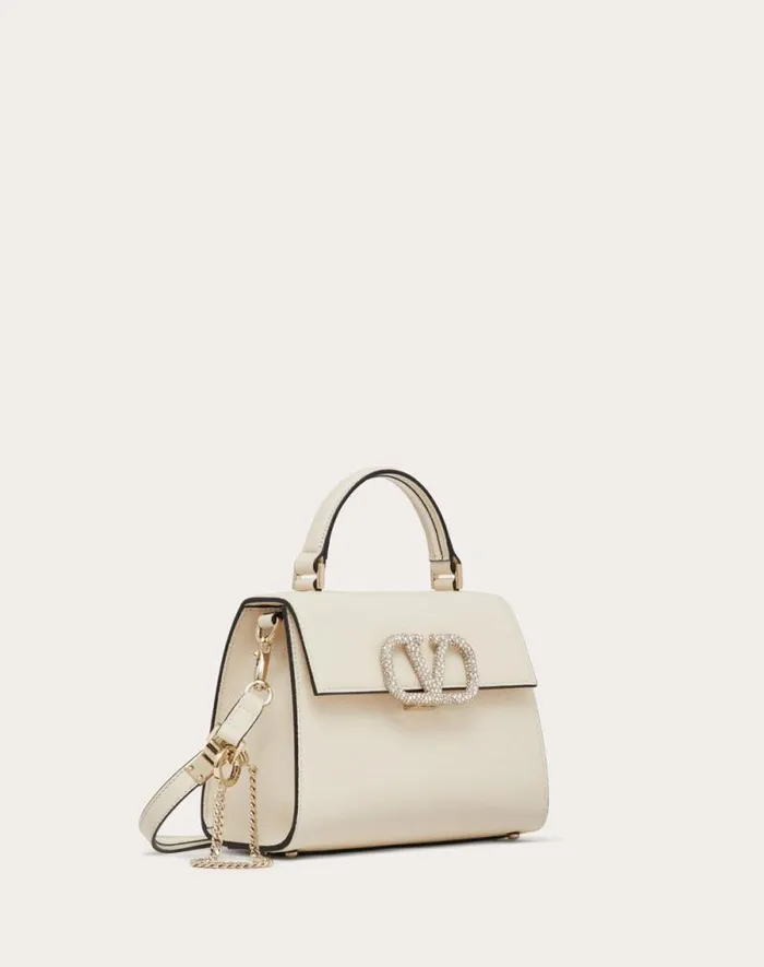 Valentino Top Handle Bags Woman Small Vsling Handbag With Jewel Embroidery For Woman In Light Ivorycrystal Light Ivorycrystal Valentino Top Handle Bags Woman Small Vsling Handbag With Jewel Embroidery For Woman In Light Ivorycrystal Light Ivorycrystal