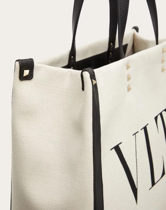 Valentino Totes Woman Small Vltn Print Canvas Tote Bag For Woman In Natural Natural Valentino Totes Woman Small Vltn Print Canvas Tote Bag For Woman In Natural Natural