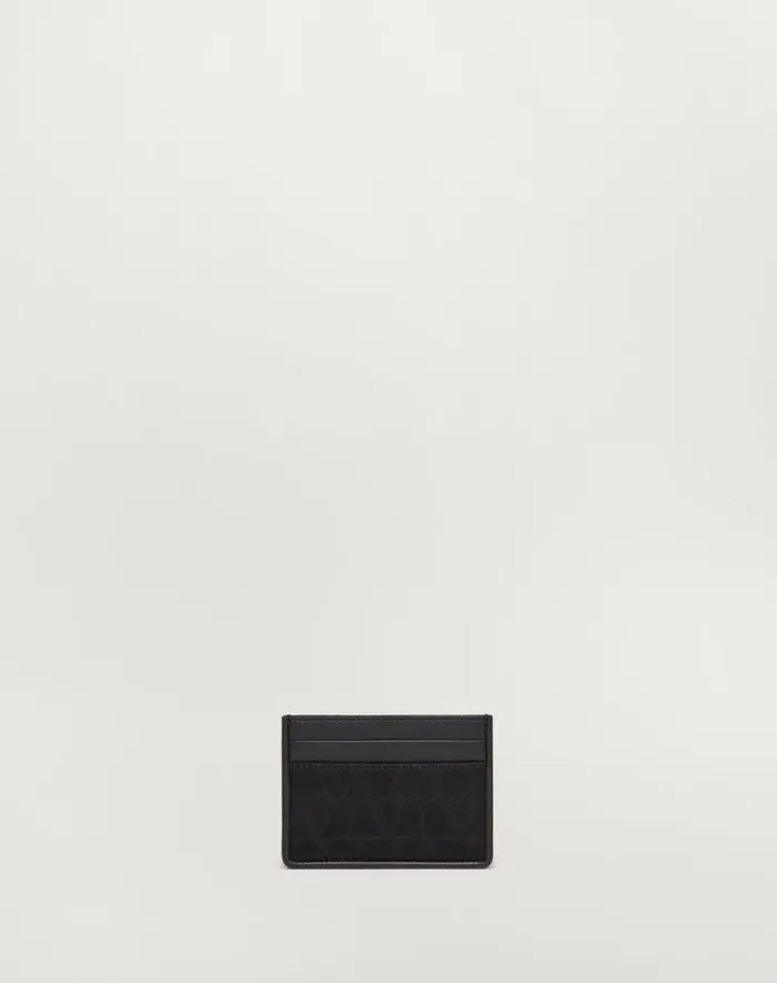 Valentino Wallets And Small Leather Goods Man Toile Iconographe Card Holder In Technical Fabric With Leather Details For Man In Black Black Valentino Wallets And Small Leather Goods Man Toile Iconographe Card Holder In Technical Fabric With Leather Details For Man In Black Black