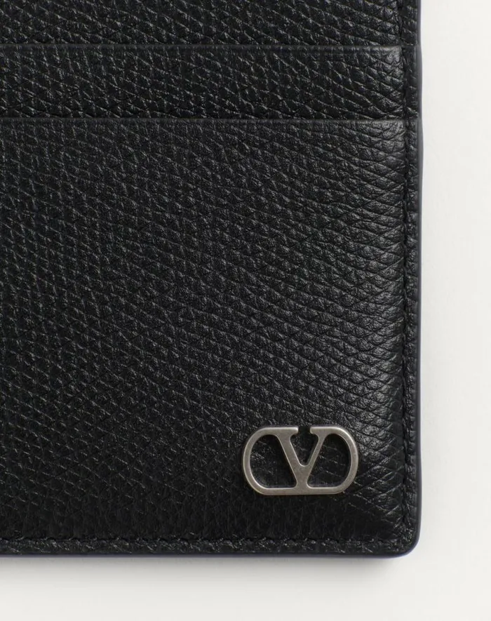 Valentino Wallets And Small Leather Goods Man Vlogo Signature Grainy Calfskin Card Holder For Man In Saddle Brown Saddle Brown