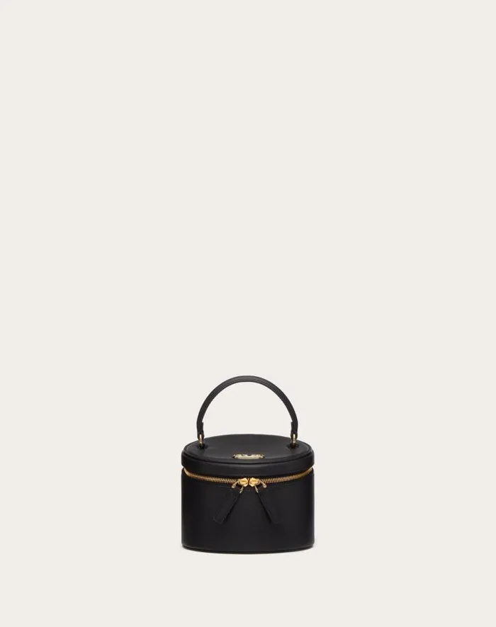 Valentino Wallets And Small Leather Goods Woman Mini Vlogo Signature Calfskin Jewelry Vanity Case For Woman In Black Black Valentino Wallets And Small Leather Goods Woman Mini Vlogo Signature Calfskin Jewelry Vanity Case For Woman In Black Black
