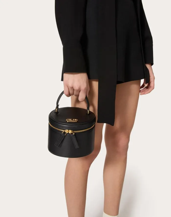 Valentino Wallets And Small Leather Goods Woman Mini Vlogo Signature Calfskin Jewelry Vanity Case For Woman In Black Black Valentino Wallets And Small Leather Goods Woman Mini Vlogo Signature Calfskin Jewelry Vanity Case For Woman In Black Black