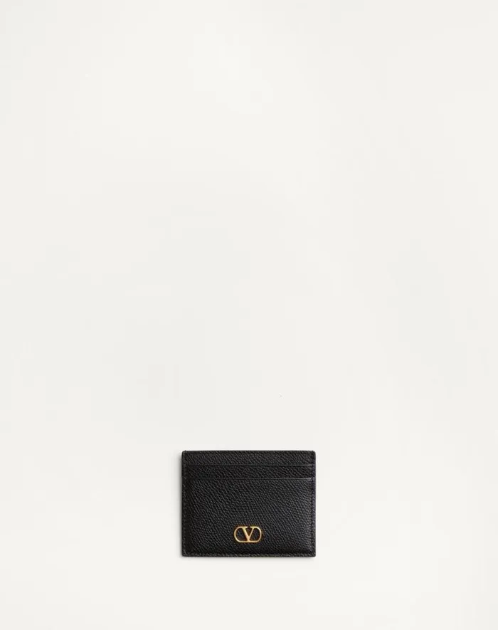 Valentino Wallets And Small Leather Goods Woman Vlogo Signature Grainy Calfskin Card Holder For Woman In Rose Quartz Rose Quartz